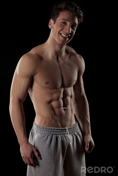 Papier peint  Sourire, moitié-nu, musculaire, homme, noir, fond