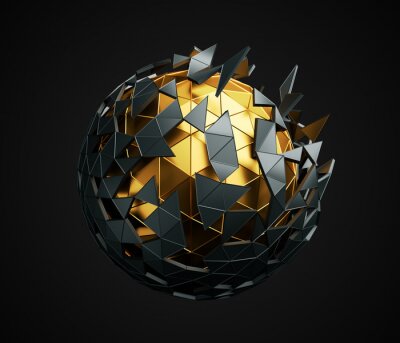 Papier peint  Sphère 3D et motifs géométriques en noir