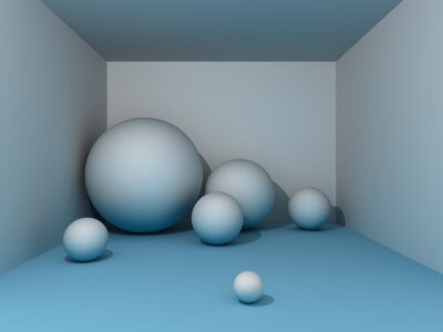 Sphères 3d dans une pièce sombre