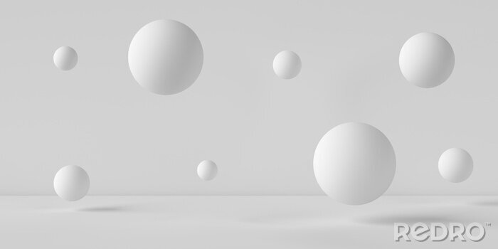 Papier peint  Sphères 3D sur fond blanc