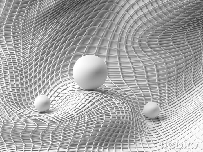 Papier peint  Sphères 3D sur une grille
