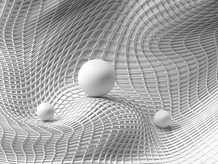 Papier peint  Sphères 3D sur une grille