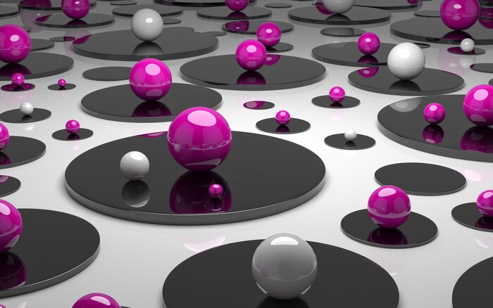 Papier peint  Sphères 3D violettes