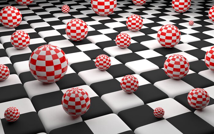 Papier peint  Sphères abstraites en trois dimensions en rouge