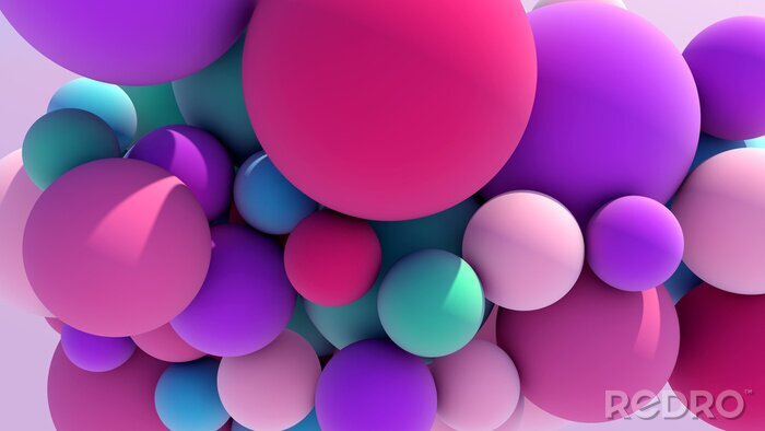 Papier peint  Sphères avec des couleurs intenses en 3D