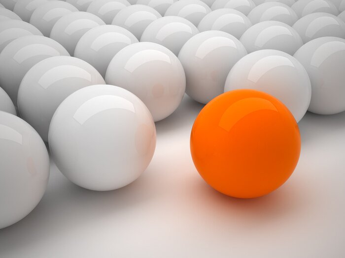 Papier peint  Sphères blanches avec un accent orange