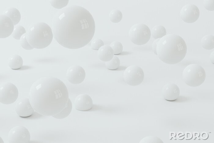 Papier peint  Sphères dynamiques en blanc
