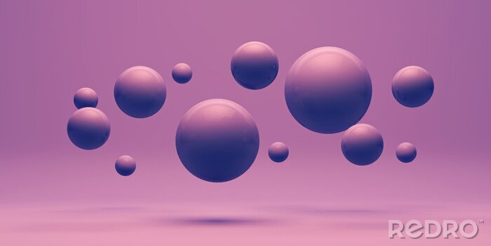 Papier peint  Sphères en lévitation sur fond violet