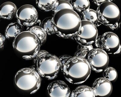 Sphères en métal scintillante dans l'air