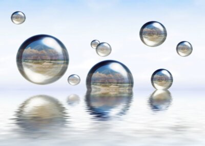 Sphères en verre avec paysage