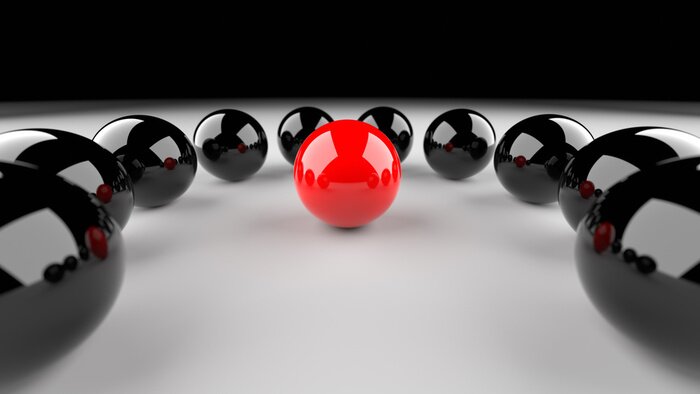 Papier peint  Sphères et contraste dans une pièce noire