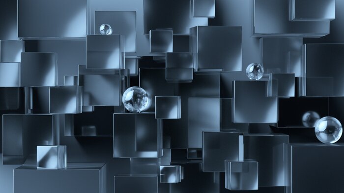 Papier peint  Sphères et cubes en noir