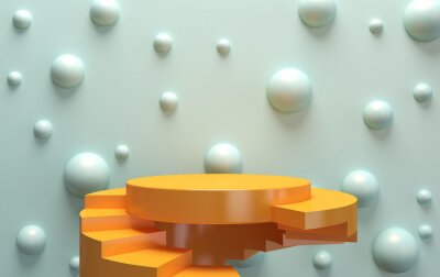 Papier peint  Sphères et perles avec un escalier jaune