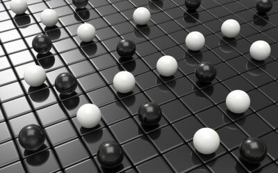 Papier peint  Sphères noires et blanches sur le sol