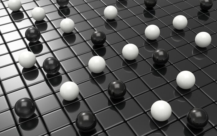 Papier peint  Sphères noires et blanches sur le sol