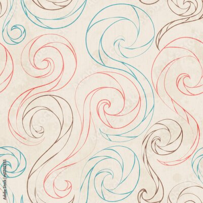 Papier peint  spirales cru lignes modèle seamless avec grunge efect