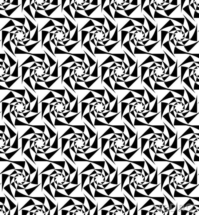 Papier peint  Spirales de triangles en noir et blanc