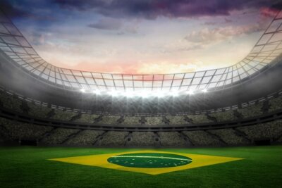 Papier peint  Stade avec le drapeau du Brésil
