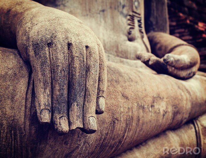 Papier peint  Statue de Bouddha main près les détails