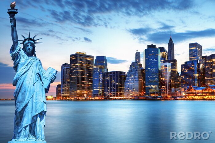 Papier peint  Statue de la Liberté et panorama de New York