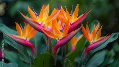 Papier peint  Strelitzia, also known as the Bird of Paradise flower, blooms vibrantly in a tropical garden. 
