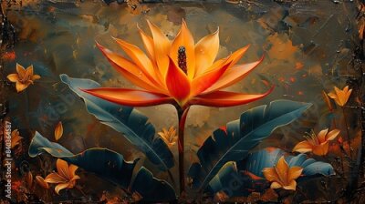 Papier peint  strelitzia among the lilies oil on canvas by nikolay sivenkov.stock photo
