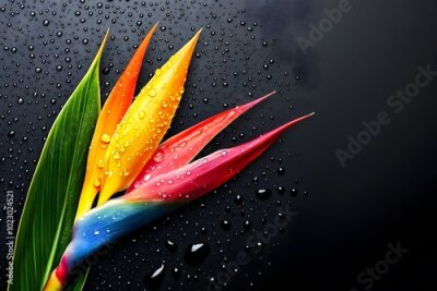 Papier peint  strelitzia bird of paradise exotic flower, botanical illustration isolated Bird of paradisse in the forest illustration