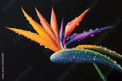 Papier peint  strelitzia bird of paradise exotic flower, botanical illustration isolated Bird of paradisse in the forest illustration