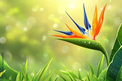 Papier peint  strelitzia bird of paradise exotic flower, botanical illustration isolated Bird of paradisse in the forest illustration