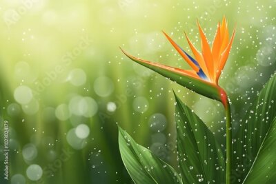 Papier peint  strelitzia bird of paradise exotic flower, botanical illustration isolated Bird of paradisse in the forest illustration