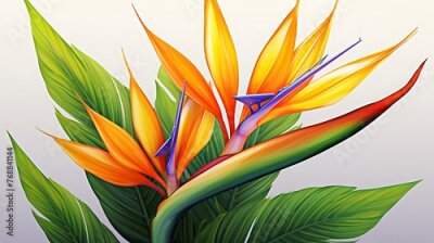 Papier peint  strelitzia bird of paradise flower botanical illustration