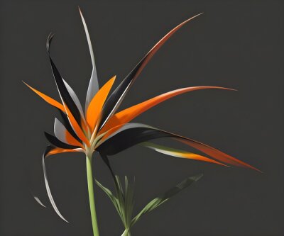Papier peint  Strelitzia - Bird of paradise flower isolated on black background.