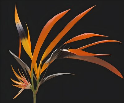 Papier peint  Strelitzia - Bird of paradise flower isolated on black background.