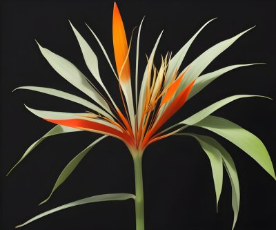 Papier peint  Strelitzia - Bird of paradise flower isolated on black background.