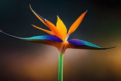 Papier peint  Strelitzia - Bird of paradise flower isolated on black background. High quality photo