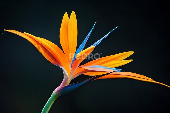 Papier peint  Strelitzia - Bird of paradise flower isolated on black background. High quality photo