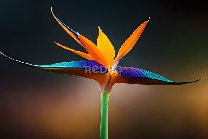 Papier peint  Strelitzia - Bird of paradise flower isolated on black background. High quality photo
