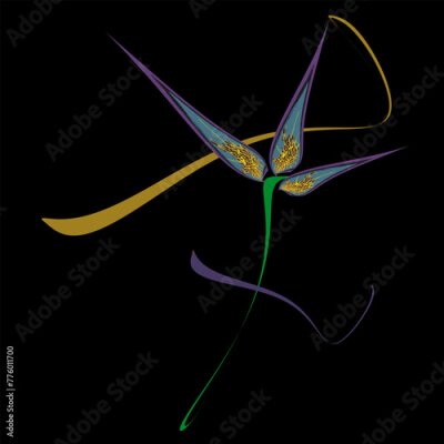 Papier peint  Strelitzia, bird of paradise flower.  Minimalist style. Abstract drawing, cover, sticker, print, logo. Contemporary vector art
