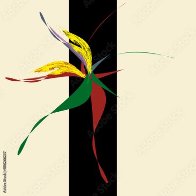 Papier peint  Strelitzia, bird of paradise flower. Minimalist style. Cover, sticker, print, logo. Contemporary art