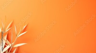 Papier peint  strelitzia Bird of Paradise plant flower on orange  minimal background with copy space right