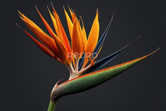 Papier peint  Strelitzia Birds of Paradise Flower, High Quality Macro Exotic Flora. Generative AI