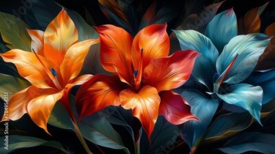 Papier peint  Strelitzia blooms capture the essence of paradise, their vibrant colors and elegant forms symbolizing tropical luxury. 