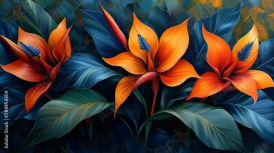 Papier peint  Strelitzia blooms sway gently in the tropical breeze, their striking colors and unique shapes drawing admiration from all who behold them. 