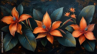 Papier peint  Strelitzia blooms sway gently in the tropical breeze, their striking colors and unique shapes drawing admiration from all who behold them. 