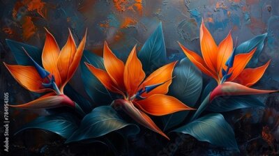 Papier peint  Strelitzia blooms sway gently in the tropical breeze, their striking colors and unique shapes drawing admiration from all who behold them. 