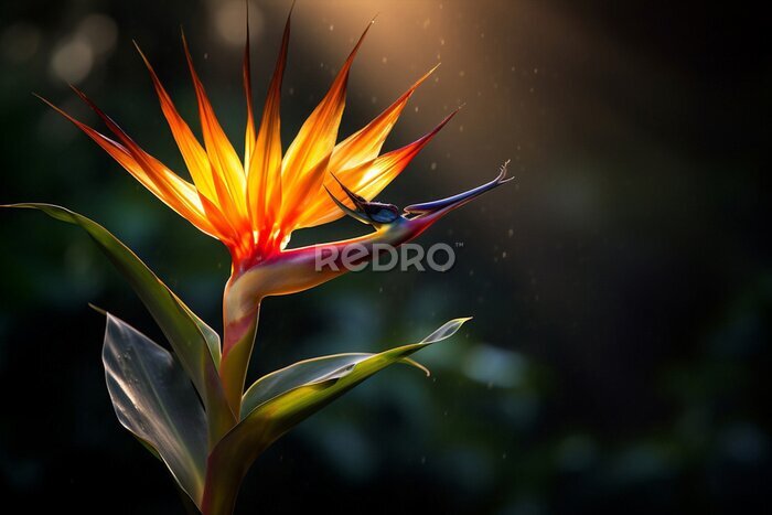 Papier peint  Strelitzia colorful flora macro colored multi plant leaf exotic flower tropic nature botanical