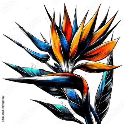 Papier peint  strelitzia flower, bird of paradise 