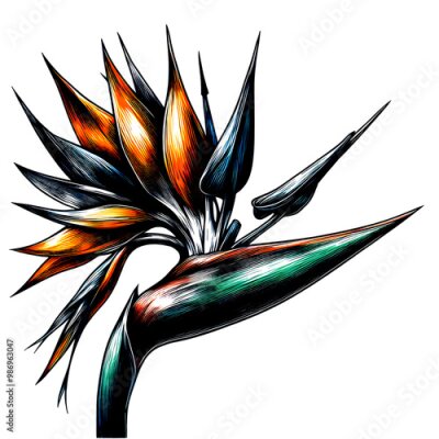 Papier peint  strelitzia flower, bird of paradise