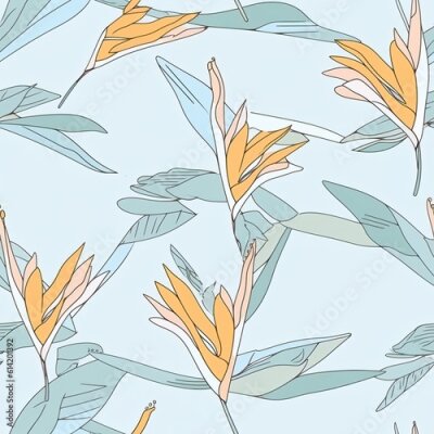 Papier peint  Strelitzia flower botanical seamless pattern. Generative AI