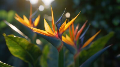 Papier peint  strelitzia flower close up, generative ai